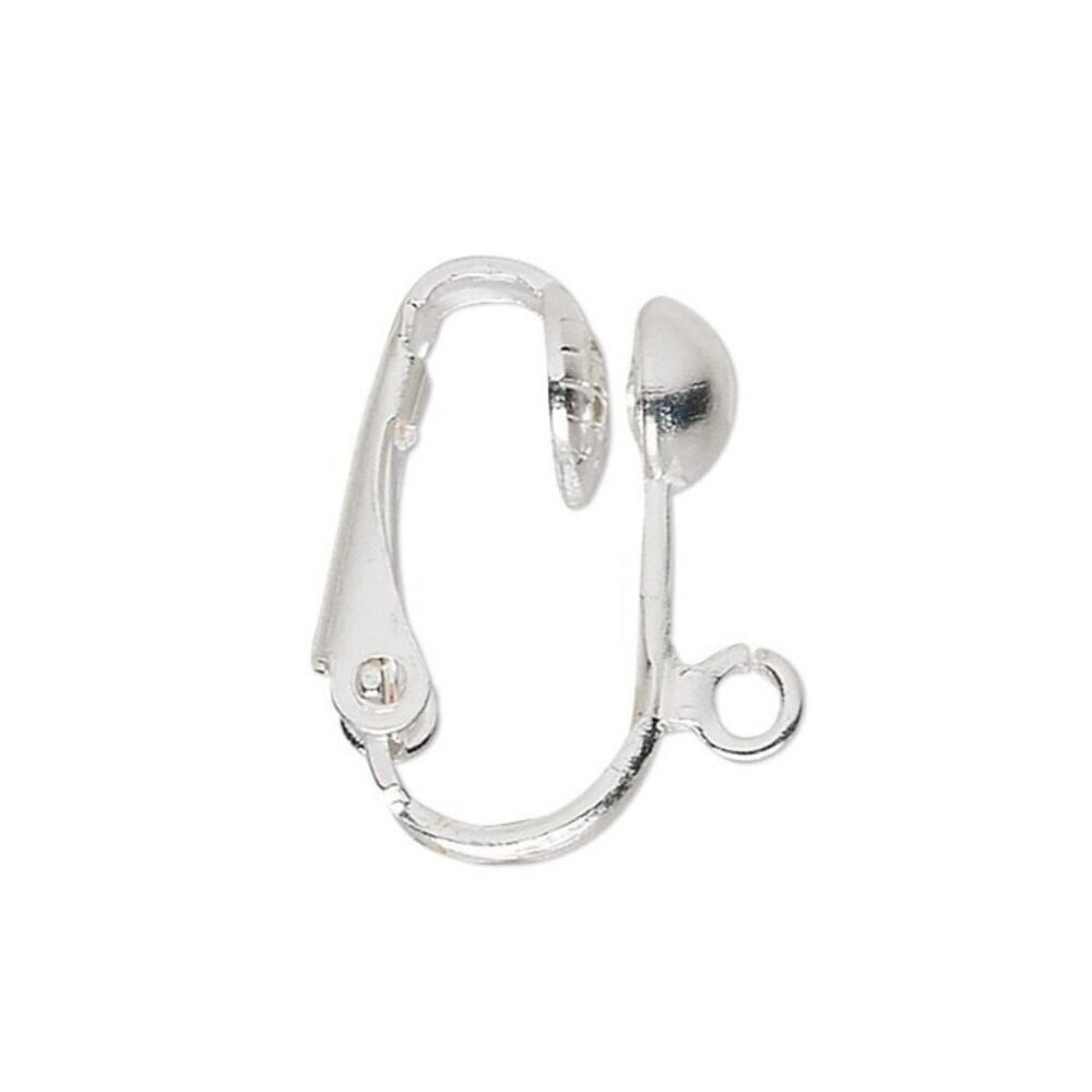 Clip On Earring Hooks Findings Silver Plated 4mm Half Ball 10 pcs